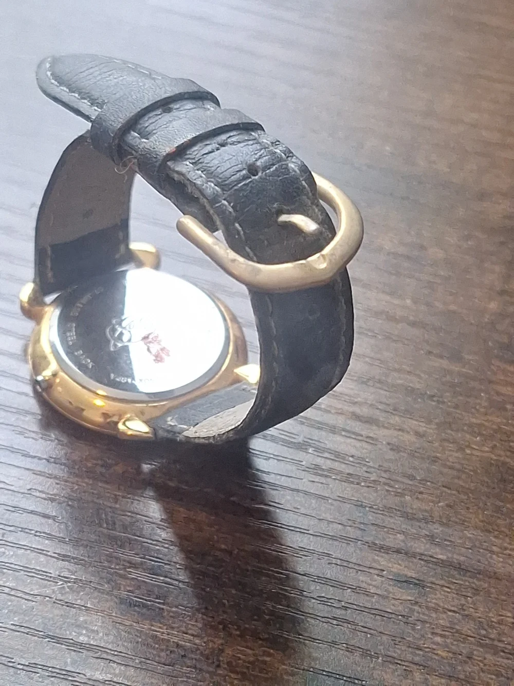 Vintage Jaz Mickey Mouse Gold-Tone Watch with Black Strap